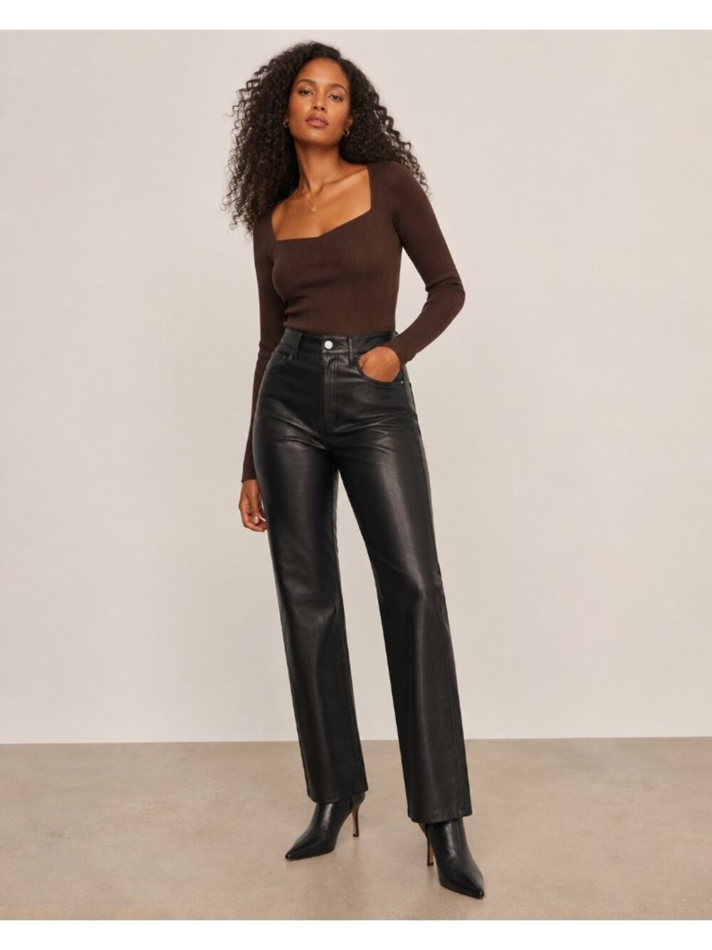 Wilfred Aritzia Faux Leather Pants Women 12 Black High Rise Straight Leg 32 Inse